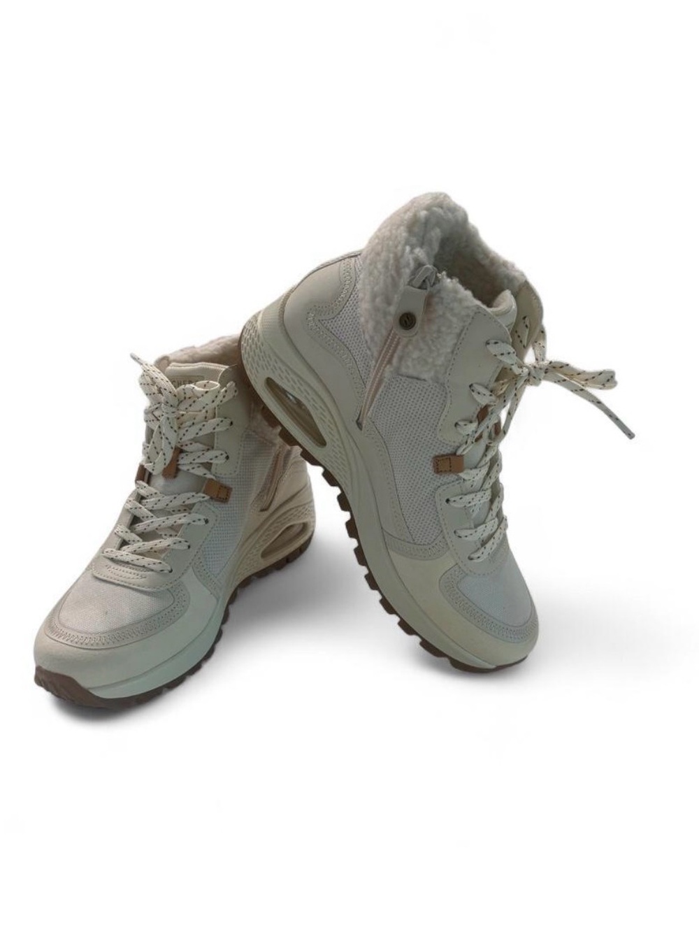 Skechers Women’s Winter Lace-Up Ankle Sneakers - Cream